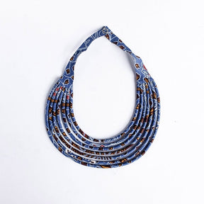 Blue Floral Cloth Necklace from Senegal