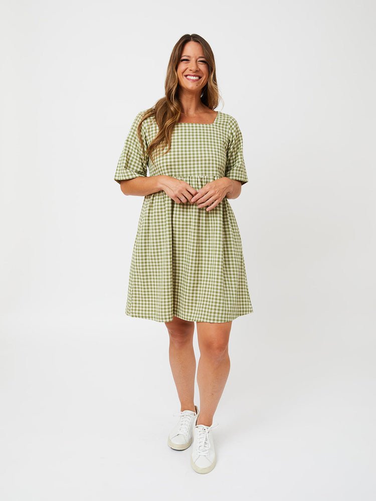 Nico Dress in Sage Gingham