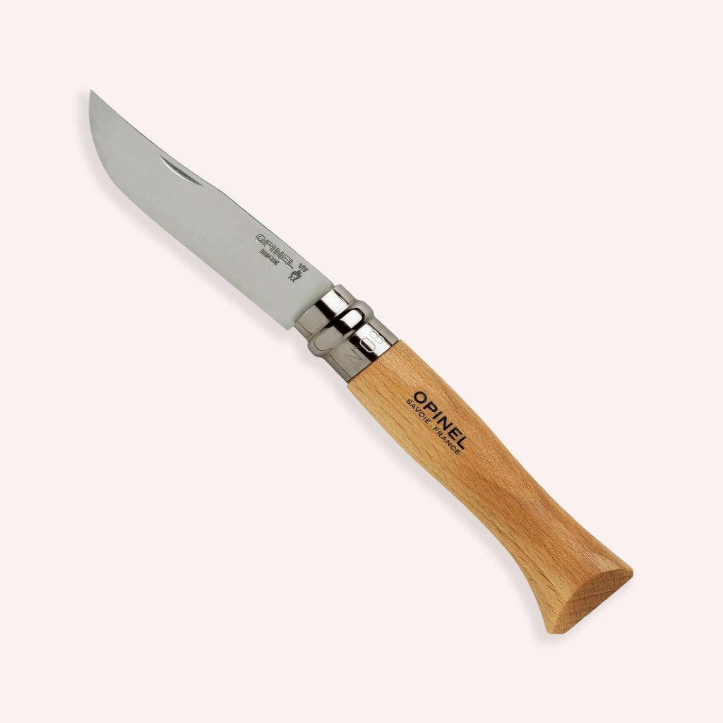 Opinel pocket knife No. 8 Slim Line, stainless steel, beech