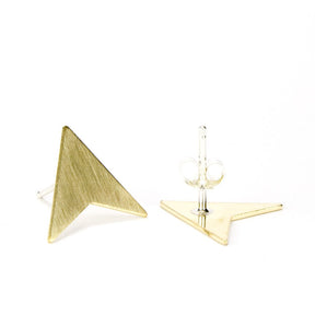 Gold arrowhead earrings with sterling silver soldered posts.