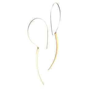 betsy & iya lightweight brass Talon Hoop earrings on sterling silver earwire. Simple, graceful dangling earrings. Mixed metals