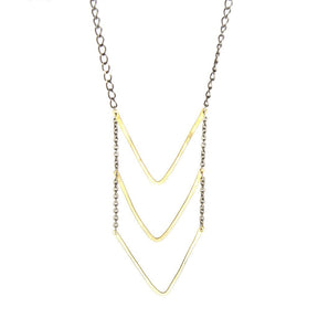 betsy & iya golden sting necklace with hammered chevrons.