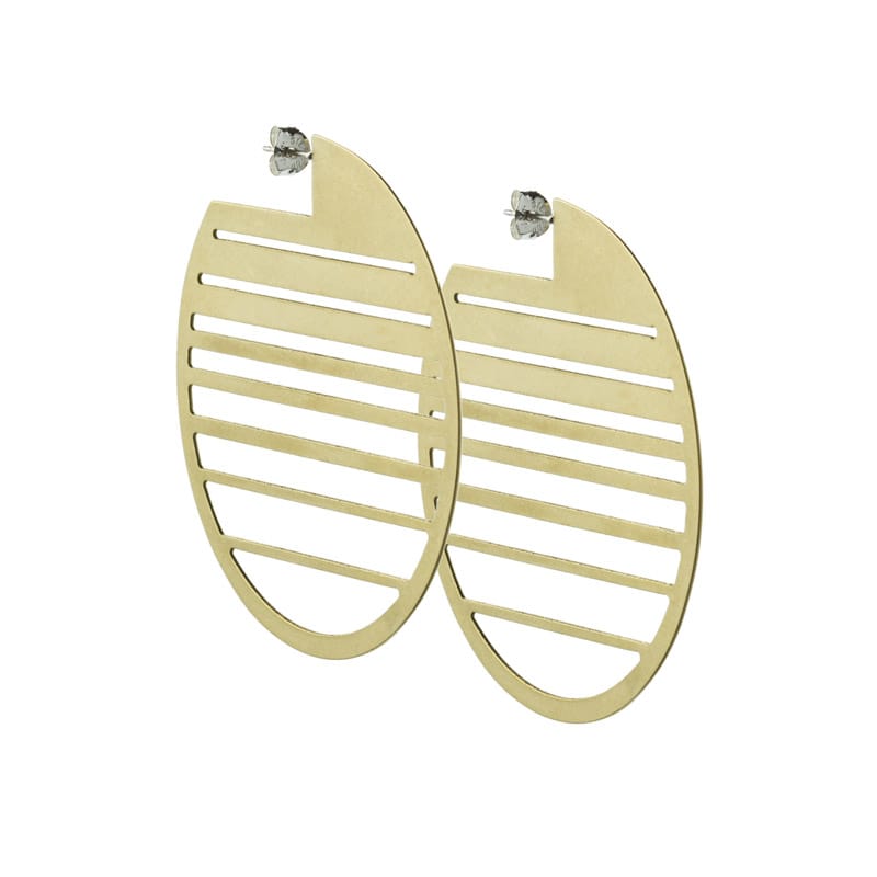 Ocaso circle statement hoops in brass side view