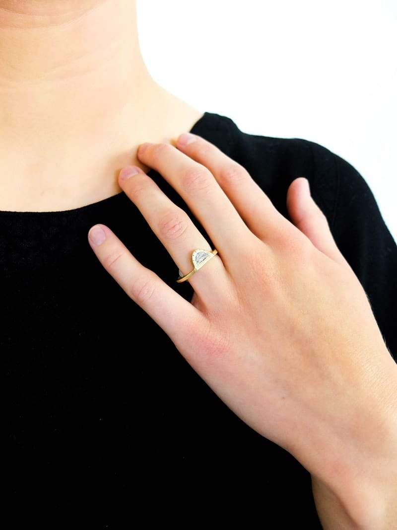 "Omnia" medium half moon diamond ring polished - betsy & iya