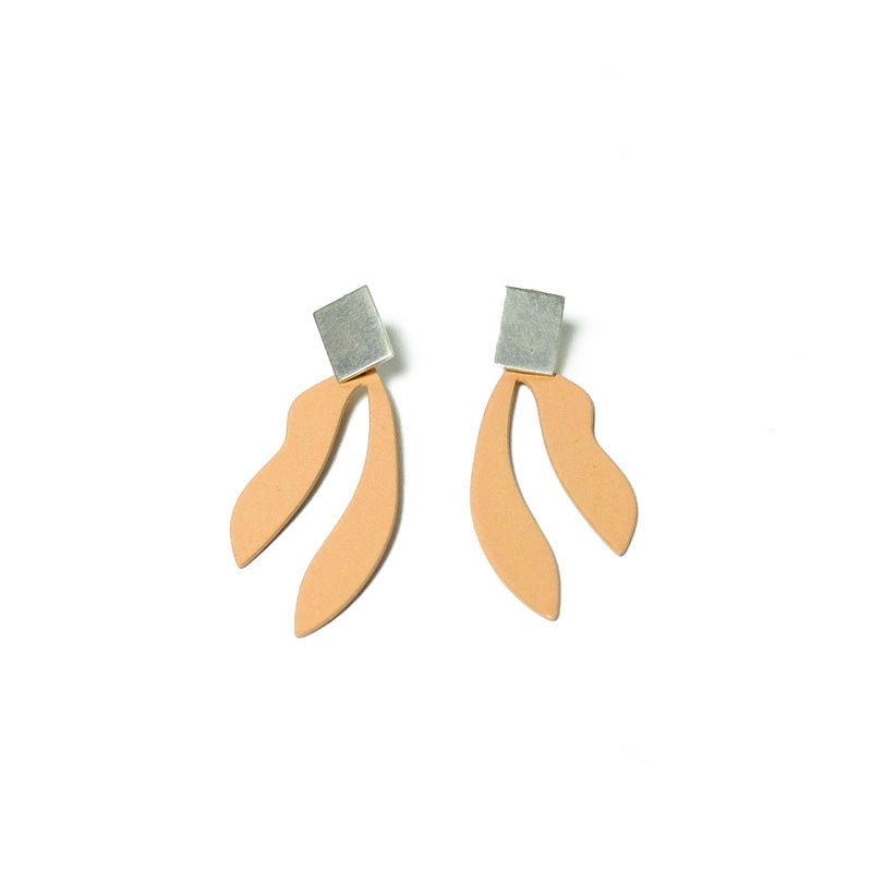 Palm Earrings in Silly Putty and Silver