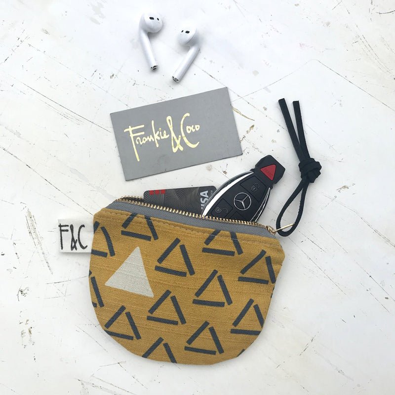 Richmond Half Moon Pouch in Ochre Triangles