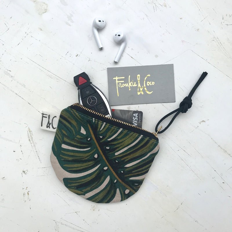 Richmond Half Moon Pouch in Monstera Linen Canvas