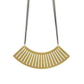 Sona fan pendant necklace in brass focal