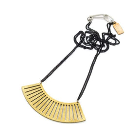 Sona fan pendant necklace in brass looped