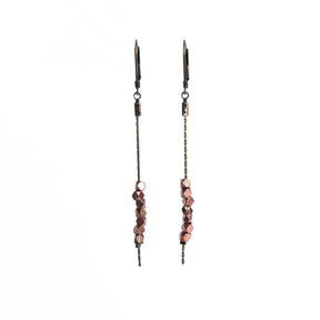 Faceted Bead Earrings - Copper Plated