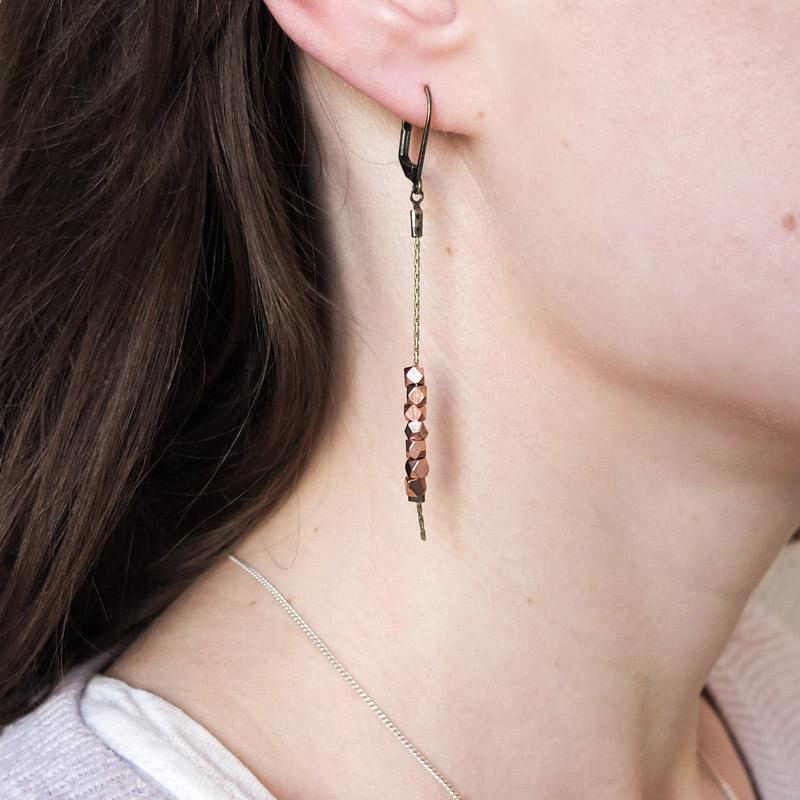 Sulu Faceted Bead Earrings - Copper Plated