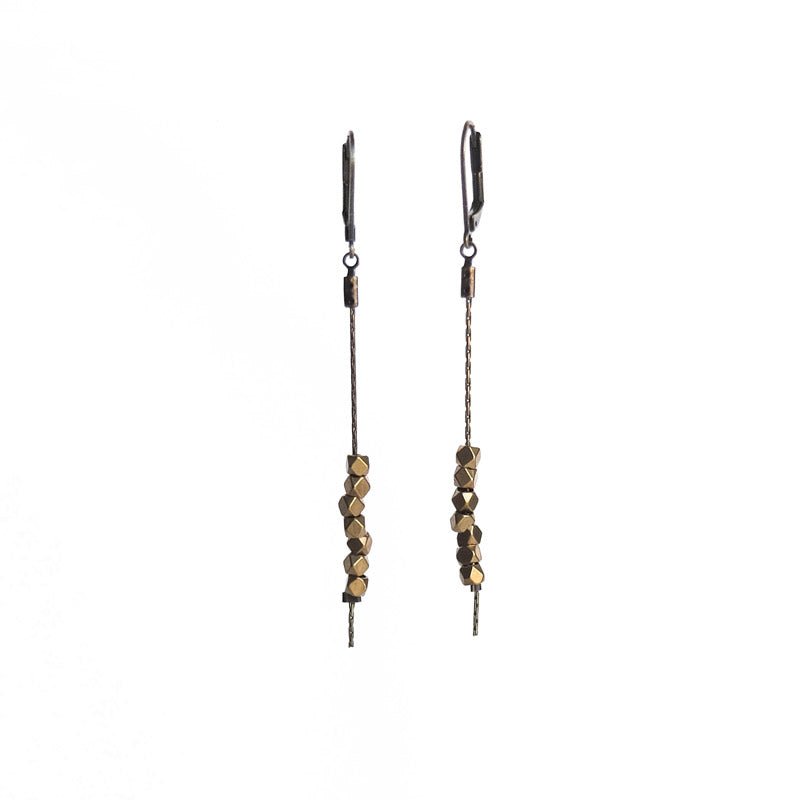 Sulu Faceted Bead Earrings - Raw Brass