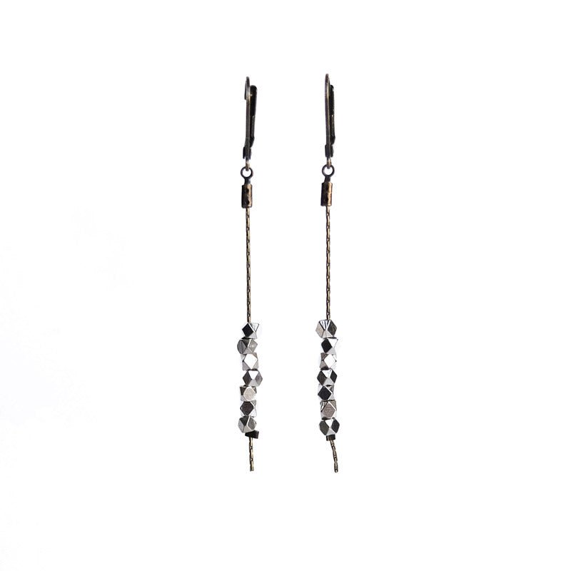 Sulu Faceted Bead Earrings - Silver Plated