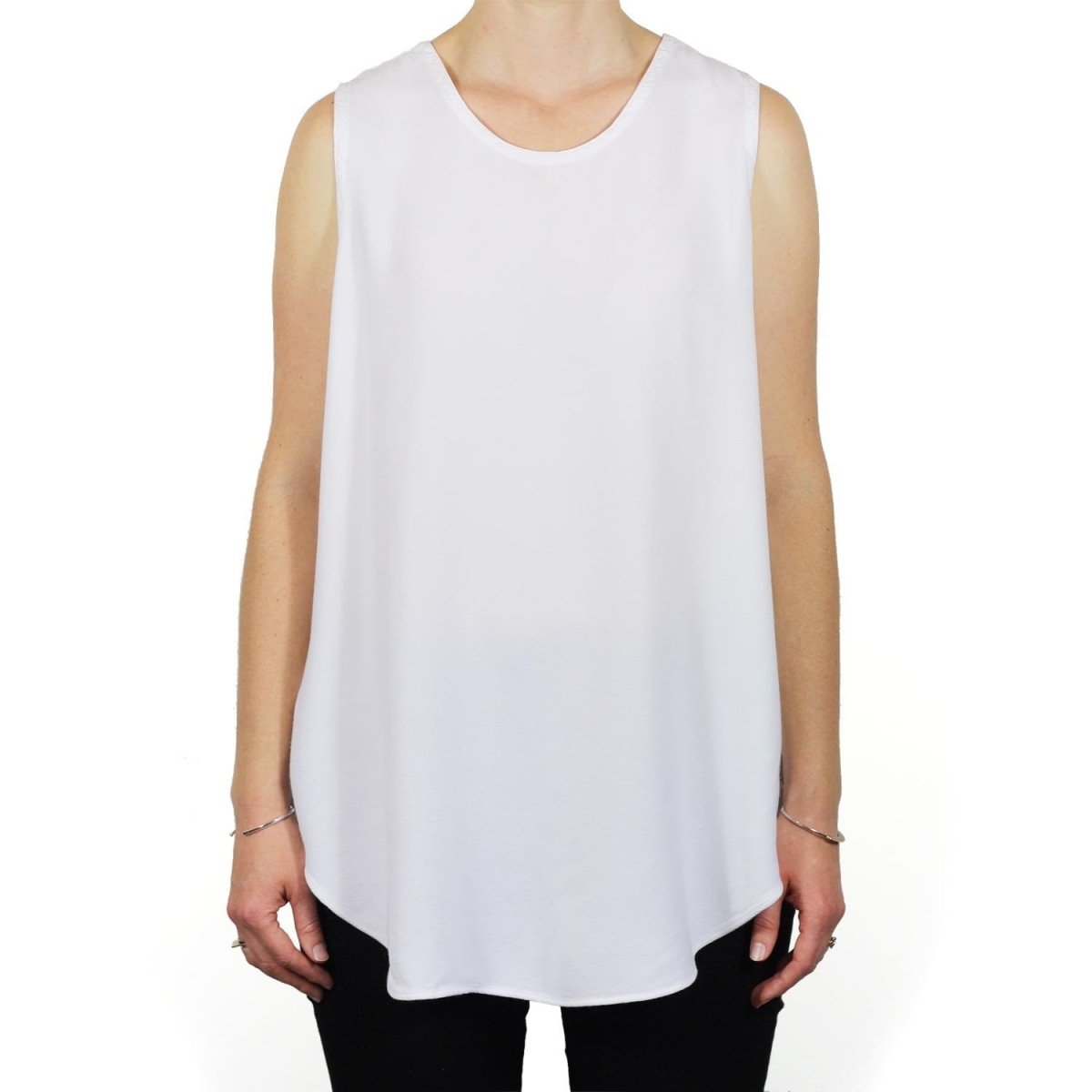  Women's White Sleeveless Top