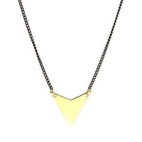 betsy & iya Talus necklace with triangle focal piece.