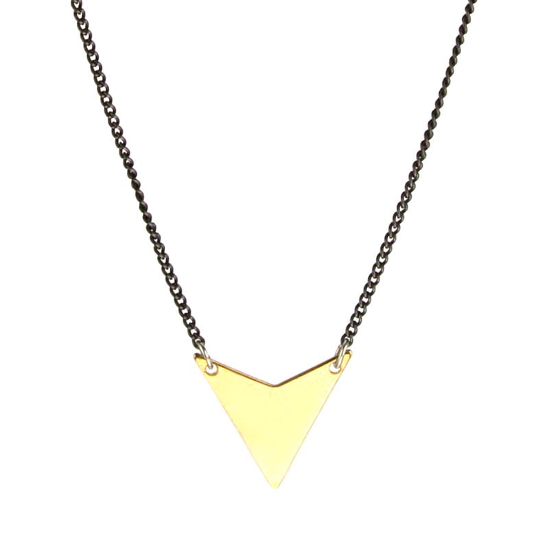 betsy & iya Talus necklace with triangle focal piece.