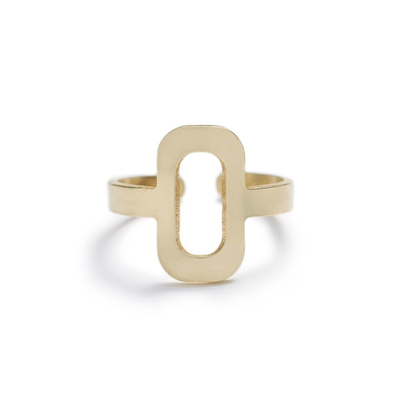 Tambor geometric adjustable ring in brass front view