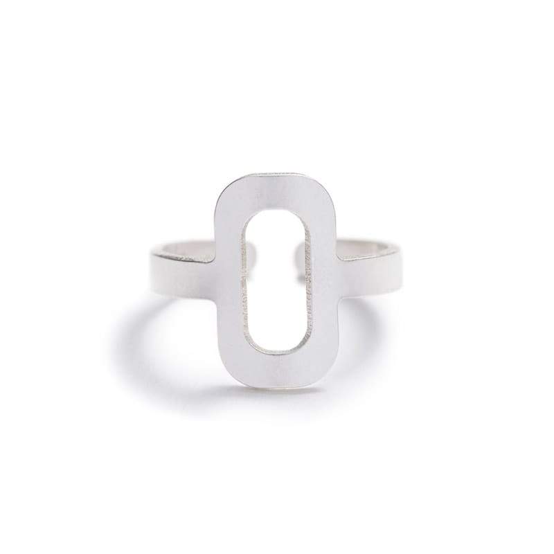 Tambor geometric adjustable ring in sterling silver front view