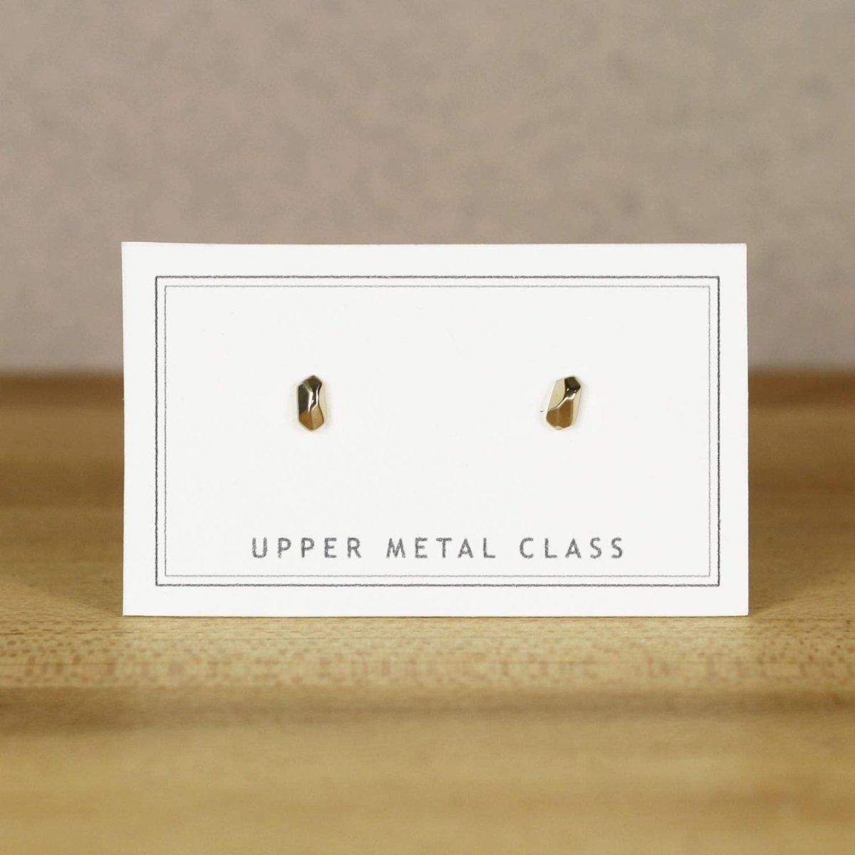 Faceted bronze stud earrings by Upper Metal Class | Sunset Rocks II