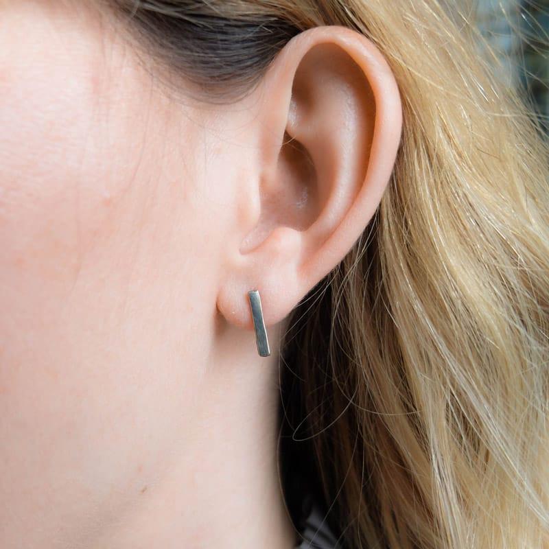 Upper Metal Class Rectangle Bar Earrings geometric silver