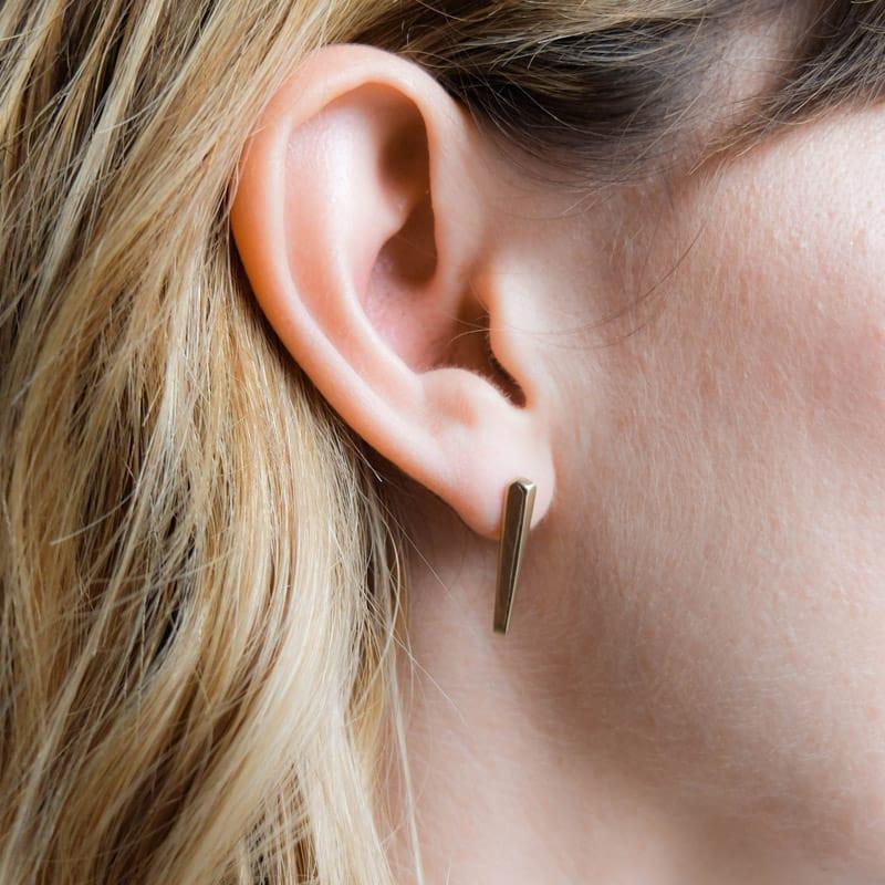 Upper Metal Class Crystal Bar Earrings faceted bronze