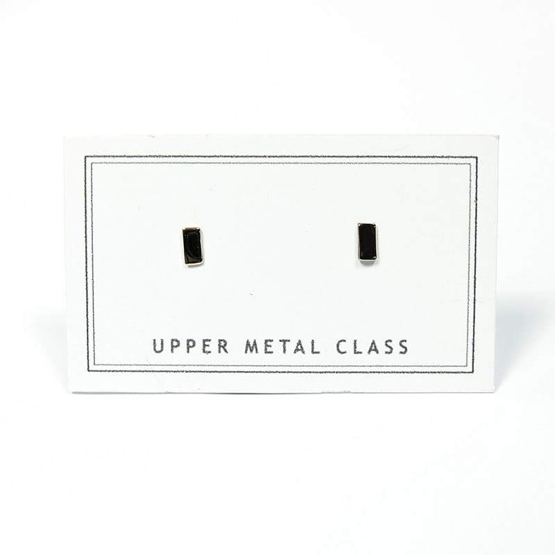 Upper Metal Class Minimalist Rectangle Stud Earrings in Silver