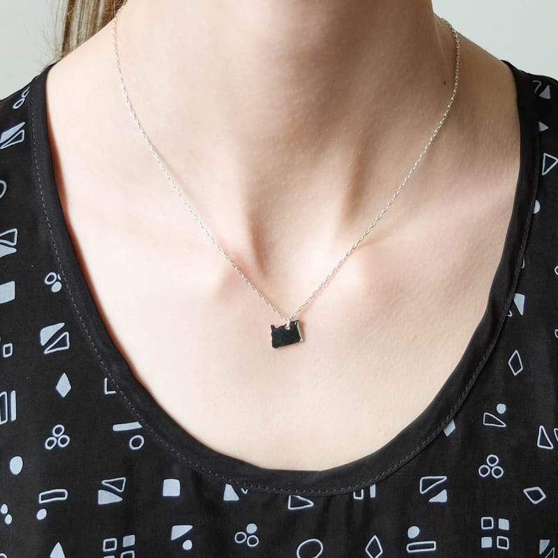 Upper Metal Class Silver Oregon Charm Necklace