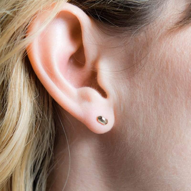 Faceted silver stud earrings by Upper Metal Class | Sunset Rocks II
