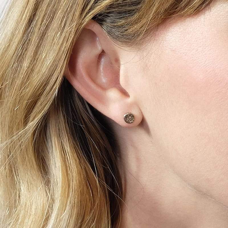 Upper Metal Class Delicate Minimalist Bronze Eclipse Stud Earrings