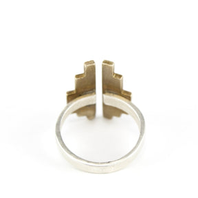 Top view of mixed metal adjustable ring.