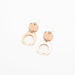 Inverted Ovoid Mini Earrings in Rose. Mirror acrylic and sterling silver. Made in Canada by Warren Steven Scott.