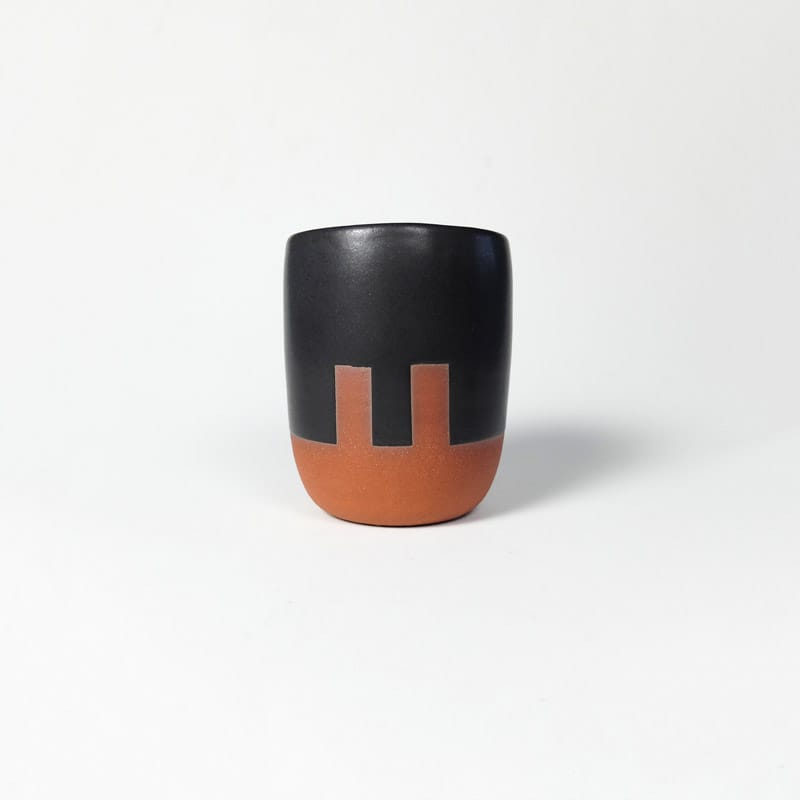 Handleless Mug - Black with Notches