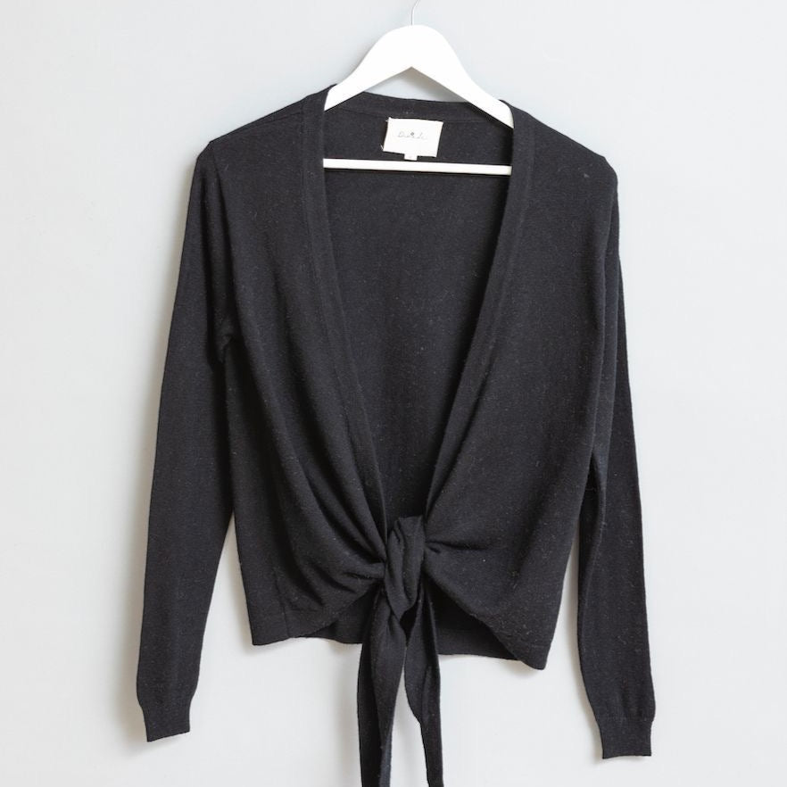 Merino Wrap Cardigan in Black