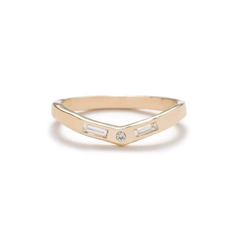 "Basio" diamond curved v ring polished - betsy & iya