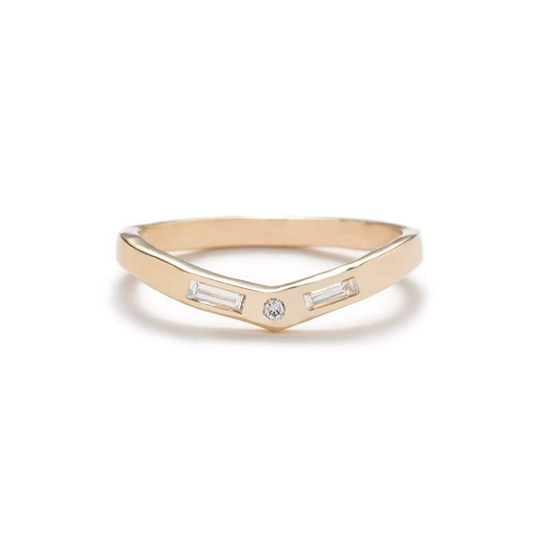 "Basio" diamond curved v ring polished - betsy & iya