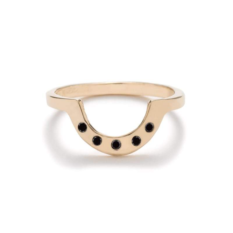 "Cor" contoured black diamond ring polished - betsy & iya