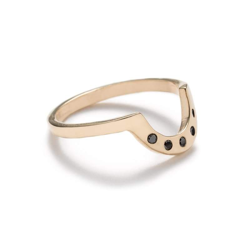 "Cor" contoured black diamond ring polished - betsy & iya