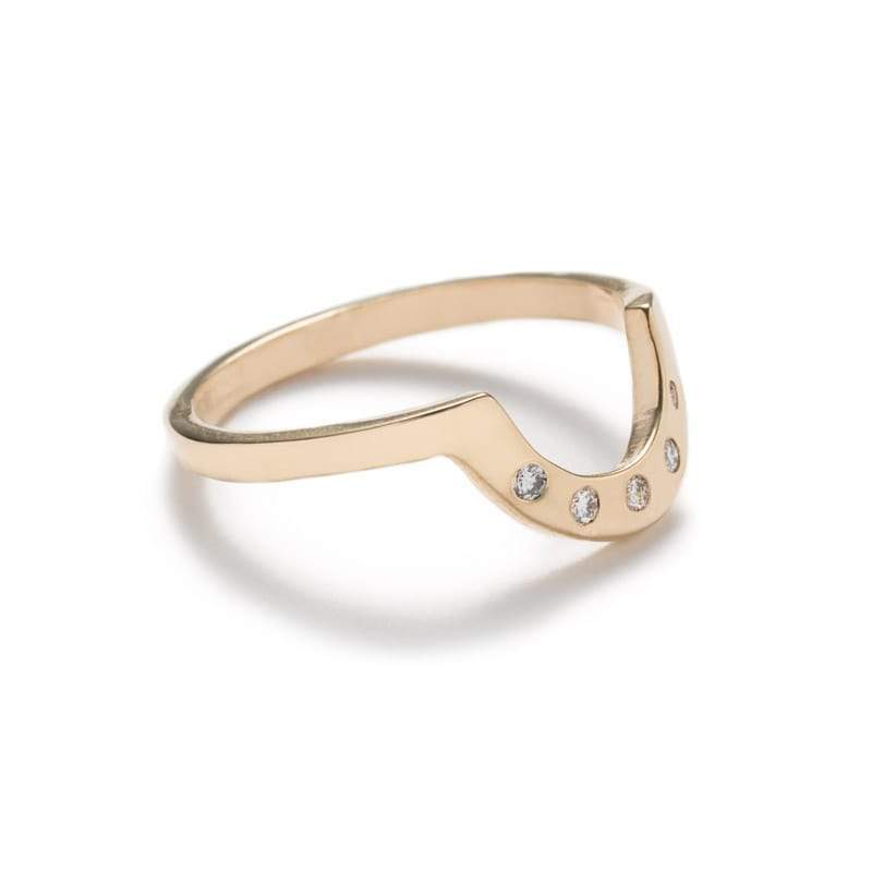 "Cor" contoured diamond ring polished - betsy & iya