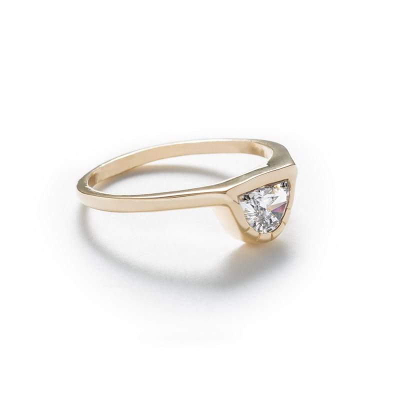 "Omnia" large half moon diamond ring polished - betsy & iya