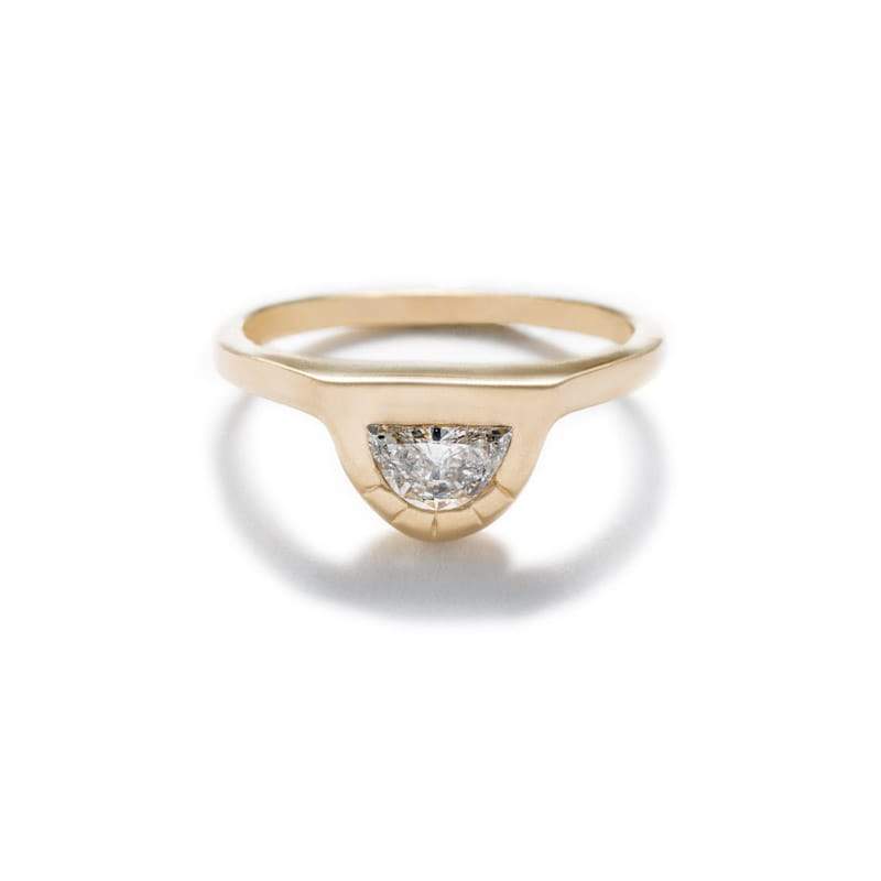 "Omnia" medium half moon diamond ring matte - betsy & iya