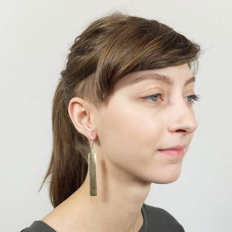 betsy & iya Step it Up earrings with engraved lines