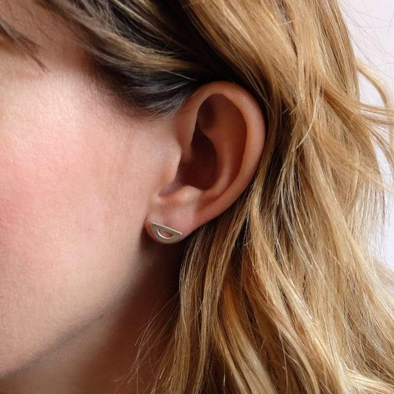 modern geometric semicircle earrings bronze