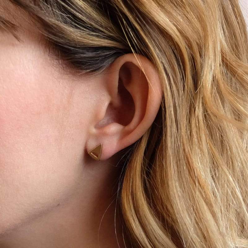 geometric triangle earrings in bronze