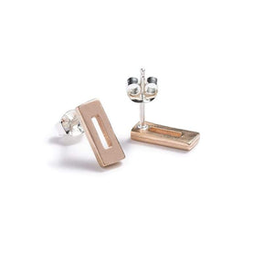 betsy & iya small modern geometric rectangle stud earrings in bronze