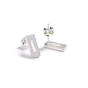 betsy & iya silver everyday minimalist rectangle stud earrings