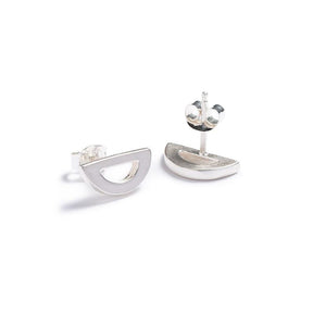 betsy & iya silver modern minimalist geometric semicircle stud earrings