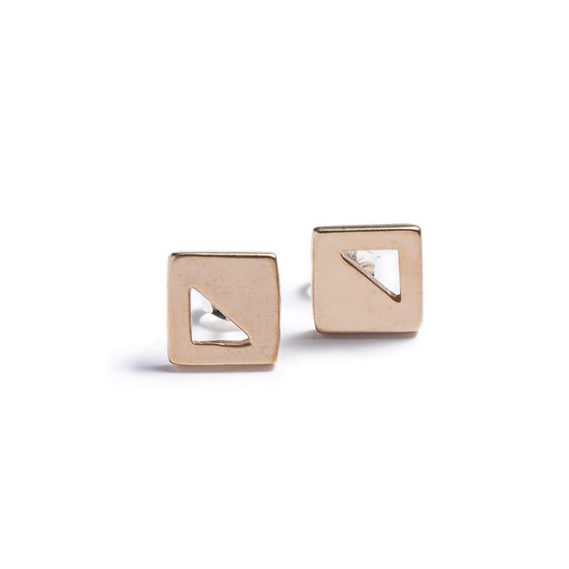 betsy & iya small modern geometric square stud earrings in bronze