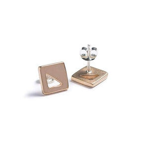 betsy & iya bronze mini everyday minimalist style square stud earrings