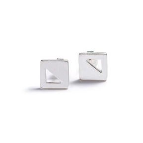 betsy & iya modern minimalist geometric square stud earrings in sterling silver