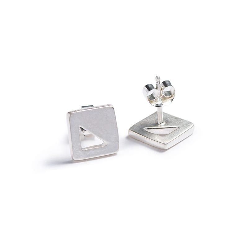 betsy & iya silver everyday minimalist square stud earrings